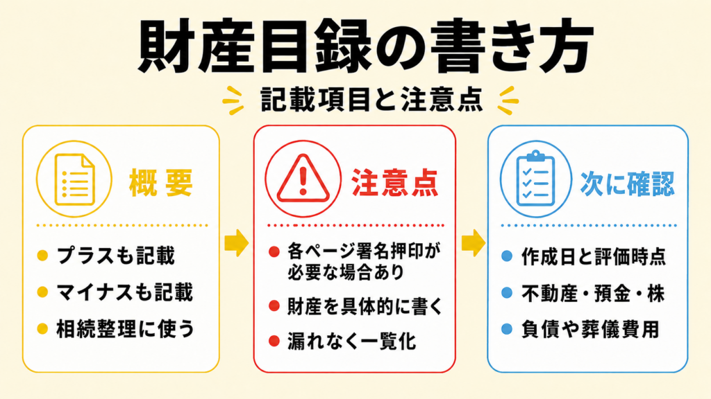 財産目録に記載するプラス財産とマイナス財産