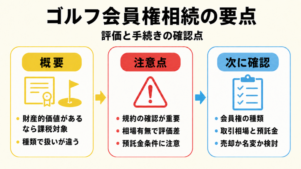 ゴルフ会員権が相続税の対象か判断し評価する流れ