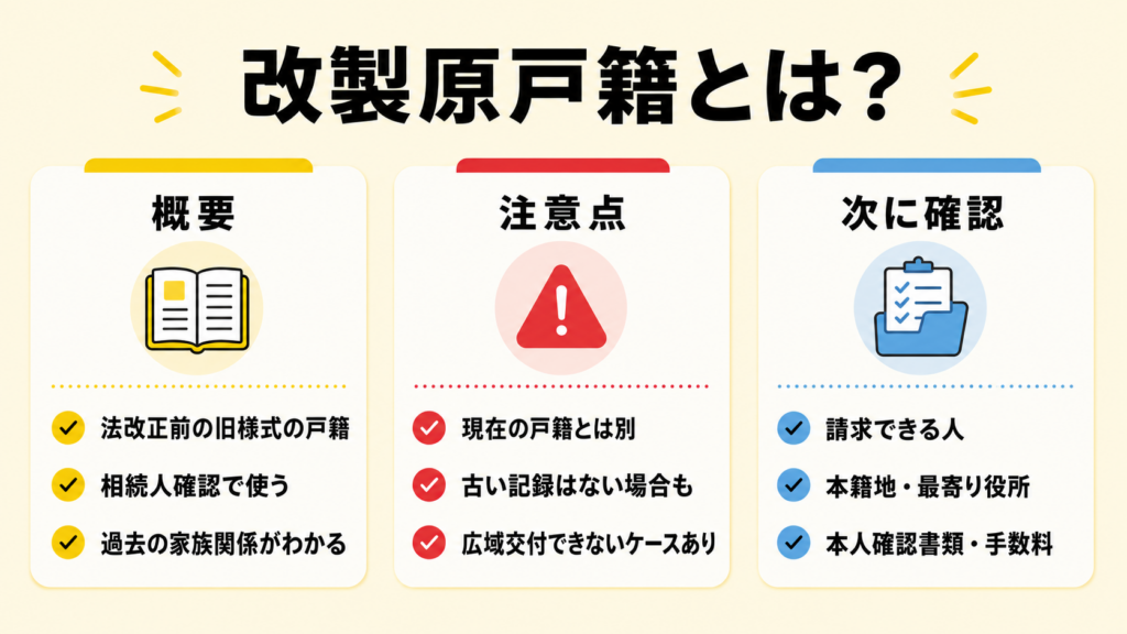 改製原戸籍の概要・必要な場面・戸籍謄本との違い