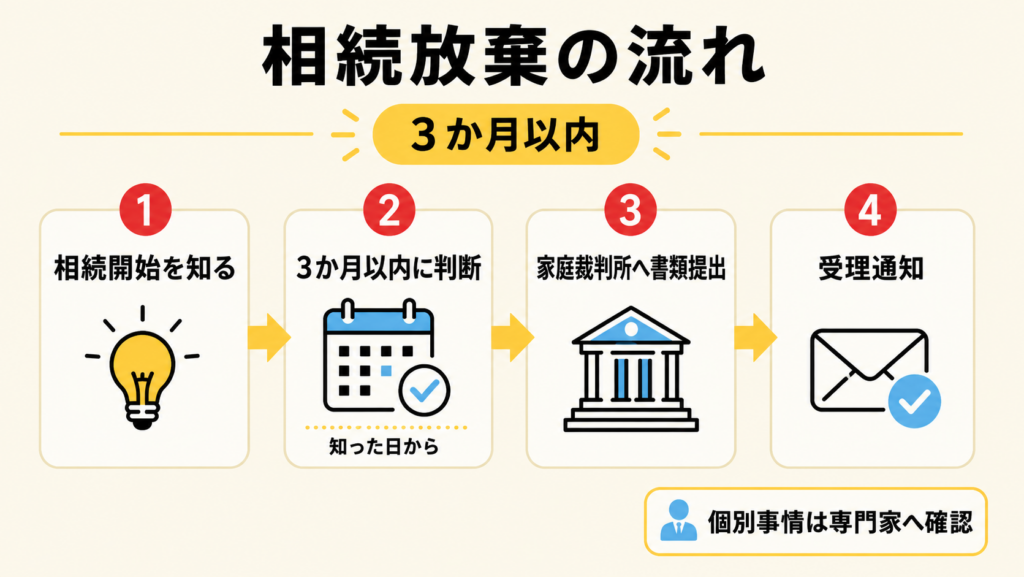 相続開始後3か月以内に行う相続放棄の手続き